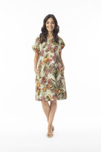 Load image into Gallery viewer, Orientique Lima Reversible Short Sleeve Dress Olive colour front shot
