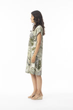 Load image into Gallery viewer, Orientique Lima Reversible Short Sleeve Dress Olive colour side shot
