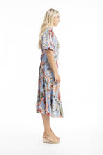 Load image into Gallery viewer, Orientique Luzon Midi Crossover Dress Printed colour side shot

