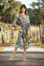 Load image into Gallery viewer, Orientique Medellin Pleated Dress With Belt Printed colour front shot
