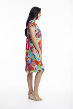Load image into Gallery viewer, Orientique Nevis Short Sleeve Shift Dress Printed colour side shot
