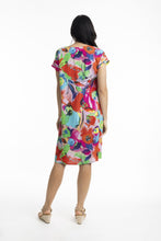 Load image into Gallery viewer, Orientique Nevis Short Sleeve Shift Dress Printed colour back shot

