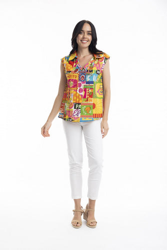 Orientique Ocampo Cap Sleeve CAMI printed colour front shot