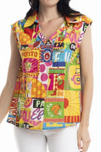 Load image into Gallery viewer, Orientique Ocampo Cap Sleeve CAMI printed colour front closed up shot
