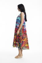 Load image into Gallery viewer, Orientique Ocampo V Neckline Sleeveless Dress printed colour side shot
