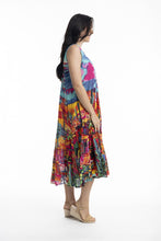 Load image into Gallery viewer, Orientique Ocampo V Neckline Sleeveless Dress printed colour side shot
