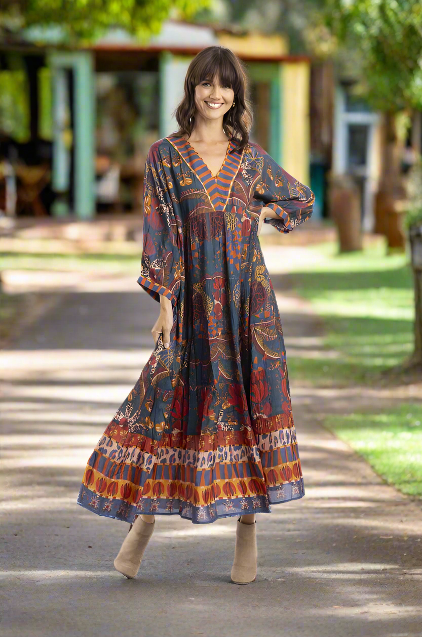 Orientique Pantanal Maxi Dress Printed colour front shot