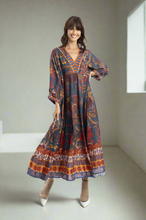 Load image into Gallery viewer, Orientique Pantanal Maxi Dress Printed colour front shot
