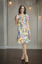 Load image into Gallery viewer, Orientique Parnera Short Sleeve Reversible Shift Dress printed colour front shot

