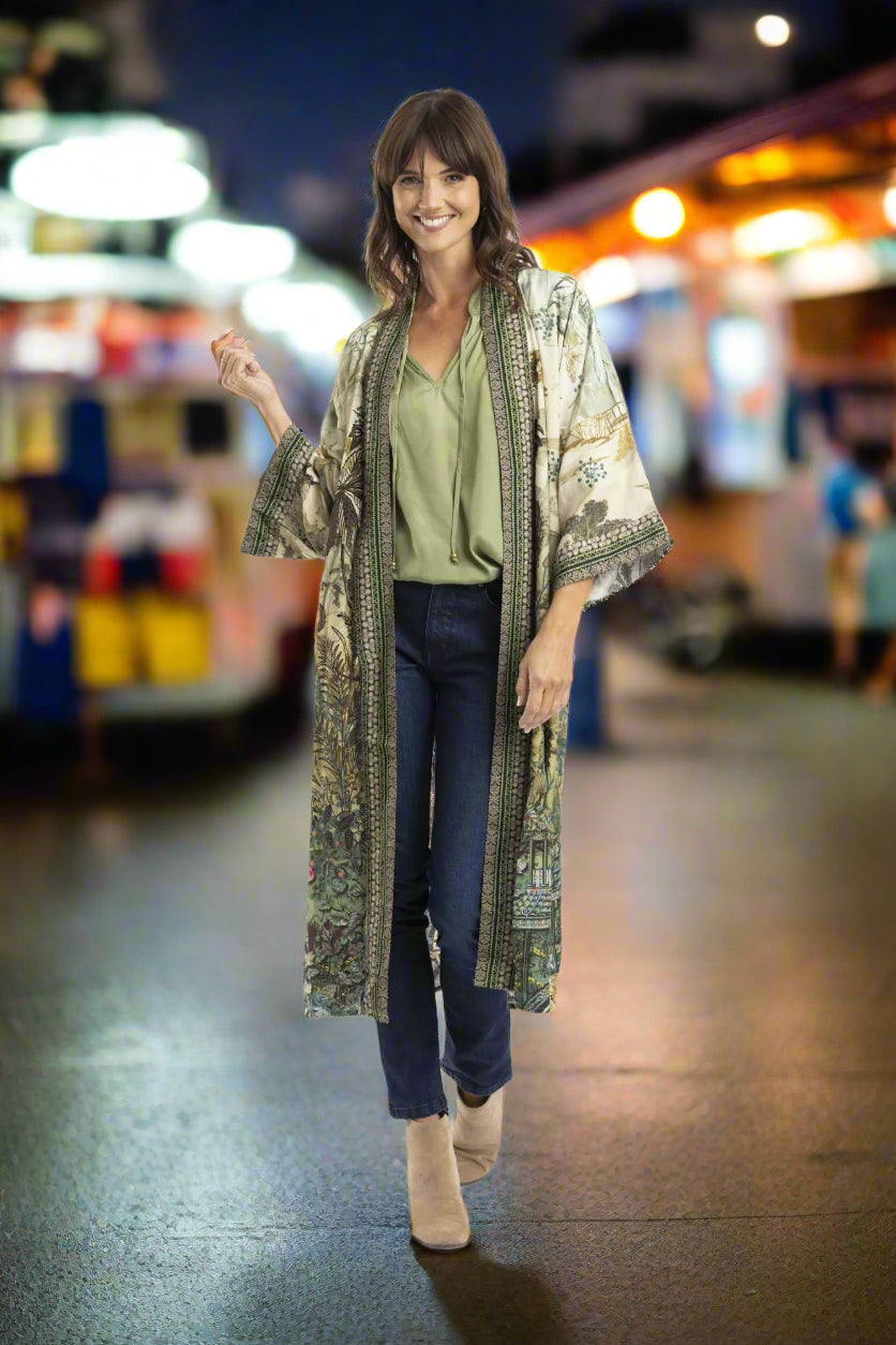 Orientique Petropolis Kimono Printed colour front shot