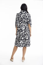 Load image into Gallery viewer, Orientique Poplin Print Dress Black colour back shot
