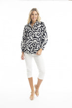 Load image into Gallery viewer, Orientique Poplin Print Shirt Black colour front shot
