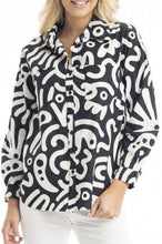 Load image into Gallery viewer, Orientique Poplin Print Shirt Black colour front shot
