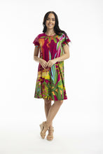 Load image into Gallery viewer, Orientique Printed Cotton Short Sleeve Crew Neck Dress Marakesh colour front shot
