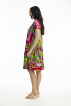 Load image into Gallery viewer, Orientique Printed Cotton Short Sleeve Crew Neck Dress Marakesh colour side shot
