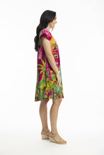 Load image into Gallery viewer, Orientique Printed Cotton Short Sleeve Crew Neck Dress Marakesh colour side shot
