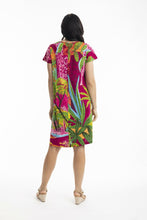 Load image into Gallery viewer, Orientique Printed Cotton Short Sleeve Crew Neck Dress Marakesh colour back shot
