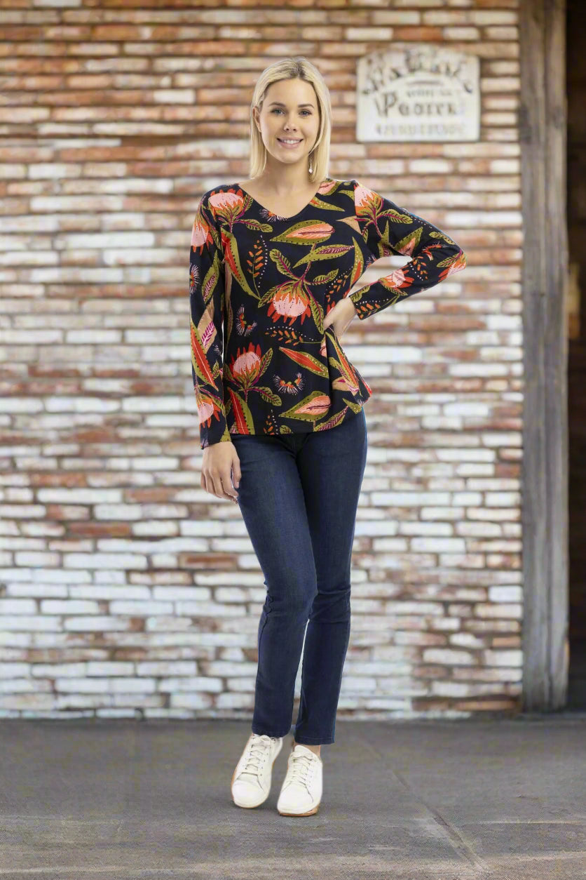 Orientique Reckless Top Contemporary Printed colour front shot