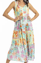 Load image into Gallery viewer, Orientique Sandy Sleeveless Midi Dress Printed colour front closed up shot
