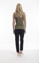Load image into Gallery viewer, Orientique Sleeveless Knit Olive Back View
