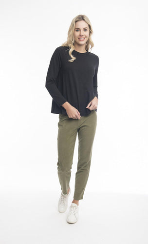 Orientique Solid Cord Jeggings Olive Colour Front View