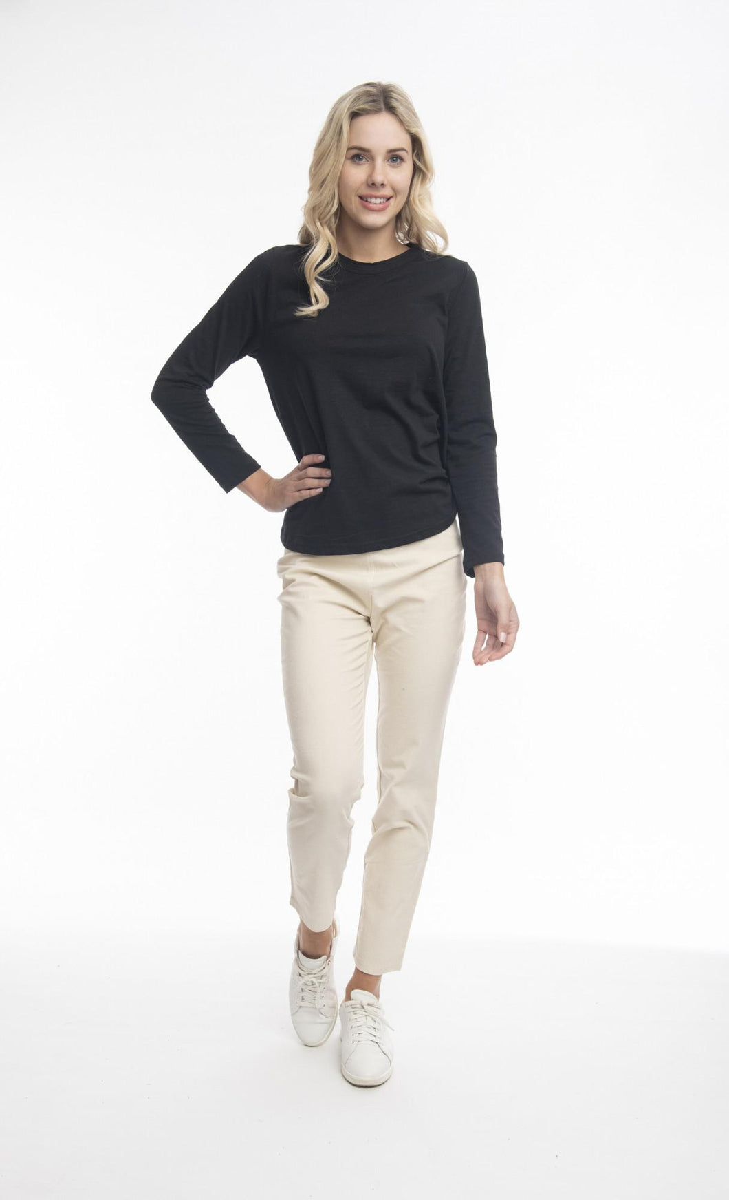 Orientique Solid Cord Jeggings Taupe Front View
