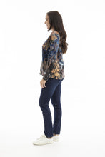 Load image into Gallery viewer, Orientique T-Shirt Contemporary Crew LS Abstract Floral colour side shot
