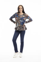 Load image into Gallery viewer, Orientique T-Shirt Contemporary Crew LS Abstract Floral colour front shot
