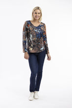Load image into Gallery viewer, Orientique T-Shirt Contemporary V LS Abstract Floral colour front shot
