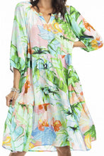 Load image into Gallery viewer, Orientique Talia 3/4 Sleeve Layered Dress Printed colour front closed up shot
