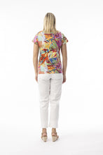 Load image into Gallery viewer, Orientique V-Neck T-Shirt Tropical colour back shot

