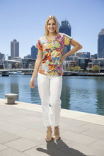 Load image into Gallery viewer, Orientique V-Neck T-Shirt Tropical colour front shot
