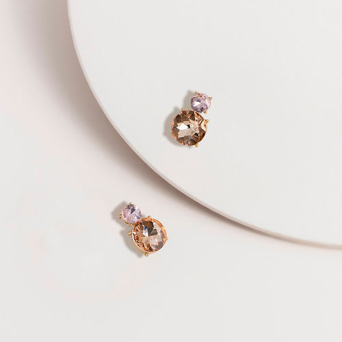 Glass Gem Post Earrings in Peach colour by Super Amazing