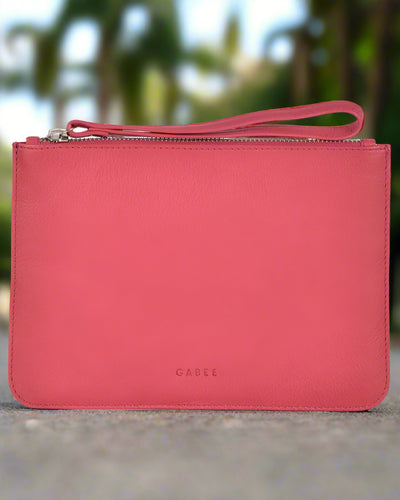 Queens Leather Pouch in Fuchsia colour