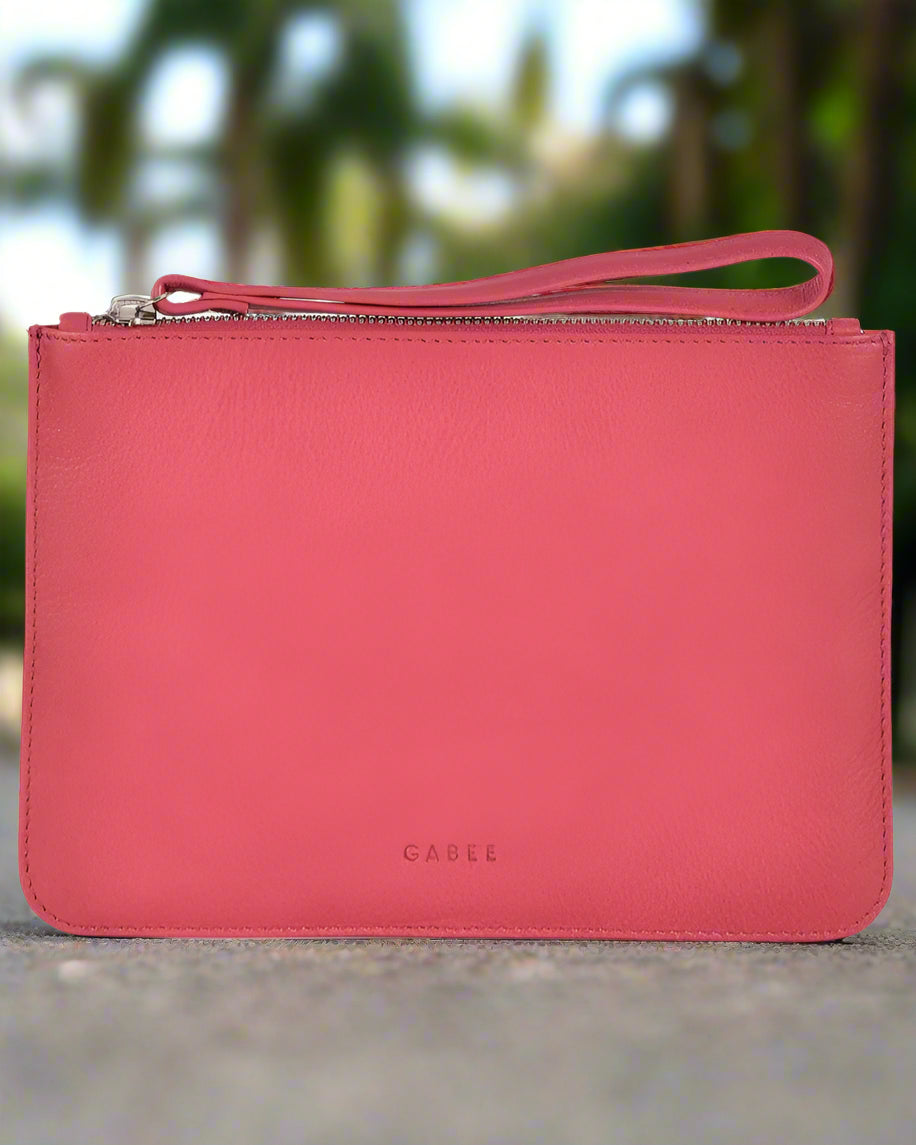 Queens Leather Pouch in Fuchsia colour