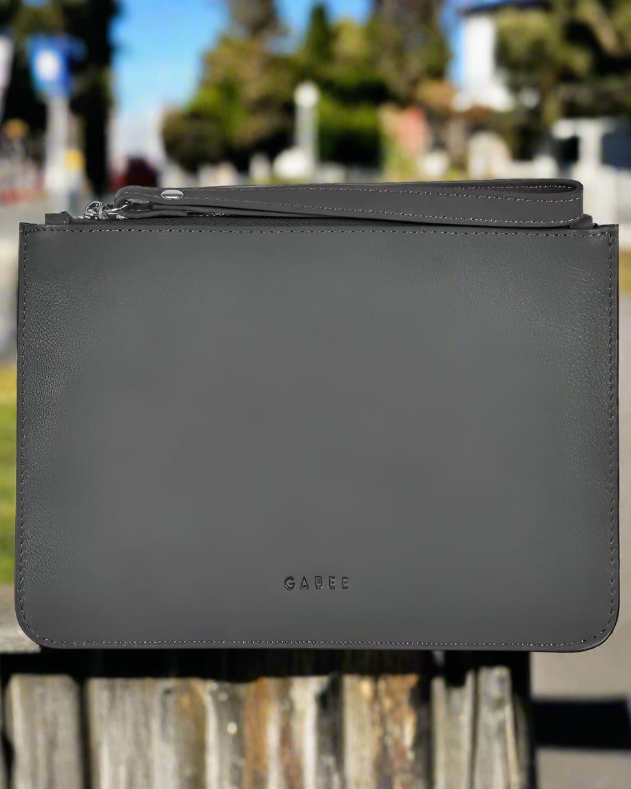 Queens Leather Pouch in Grey colour
