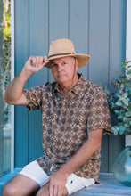 Load image into Gallery viewer, Chase Natural Raffia Unisex Panama Hat with Chocolate Leather Chin Strap
