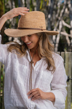 Load image into Gallery viewer, Chase Natural Raffia Unisex Panama Hat with Chocolate Leather Chin Strap
