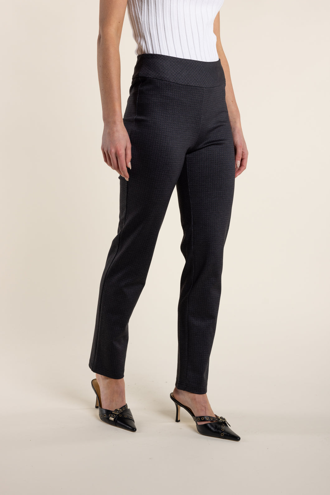 Two-T's Pull On Slim Fit Pant closed up front view
