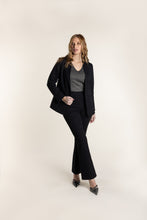 Load image into Gallery viewer, Two-T&#39;s Ponte Blazer with Mono Print Lining Front View
