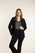 Load image into Gallery viewer, Two-T&#39;s Ponte Blazer with Mono Print Lining Front View
