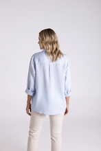 Load image into Gallery viewer, Two-T's - Classic Linen Shirt - Ice Blue colour back shot
