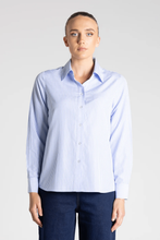 Load image into Gallery viewer, Two-T's - Classic Stripe Shirt - White Blue Stripe colour front shot
