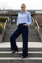 Load image into Gallery viewer, Two-T's - Classic Stripe Shirt - White Blue Stripe colour front shot
