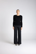 Load image into Gallery viewer, Two-T's - Crew Neck Merino Knit Top - Black colour front shot
