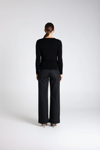 Load image into Gallery viewer, Two-T's - Crew Neck Merino Knit Top - Black colour back shot

