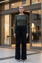 Load image into Gallery viewer, Two-T's - Crew Neck Merino Knit Top - Khakicolour front shot
