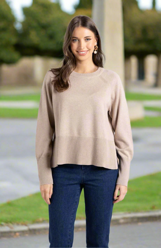 Two-T's - Crew Neck Sweater - Biscotti colour front shot