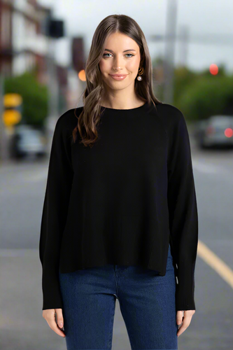Two-T's - Crew Neck Sweater - Black colour front shot