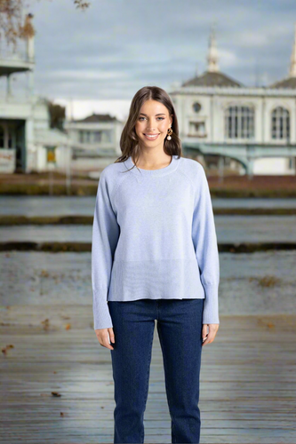Two-T's - Crew Neck Sweater - Powder Blue colour front shot